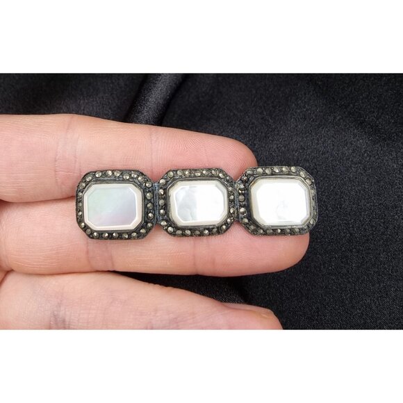 Rare Find Vintage Pearl 925 Sterling Silver Brooch - Picture 5 of 6